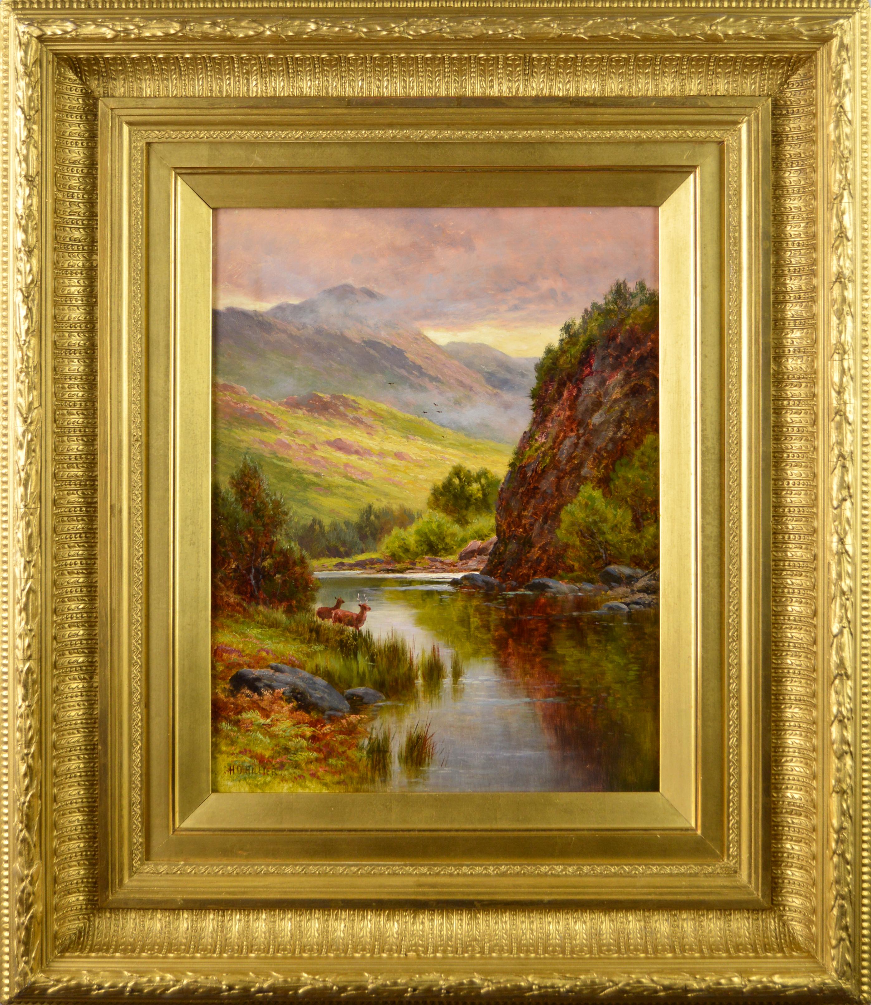 Henry Deacon Hillier Landscape Painting - 19th Century Scottish Highland oil painting of Loch Katrine