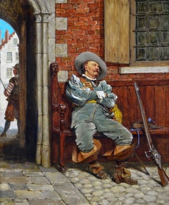 Late 19th Century historical oil painting of a Cavalier soldier