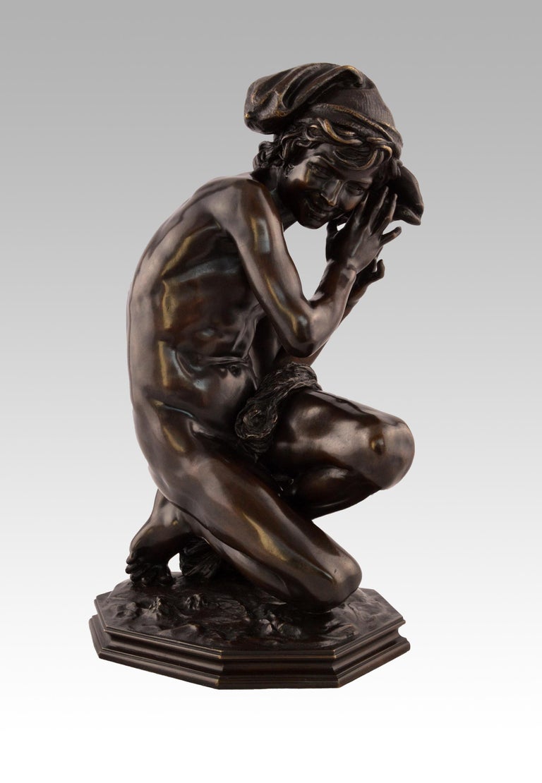 Jean-Baptiste Carpeaux - 19th Century bronze sculpture of a boy with a ...