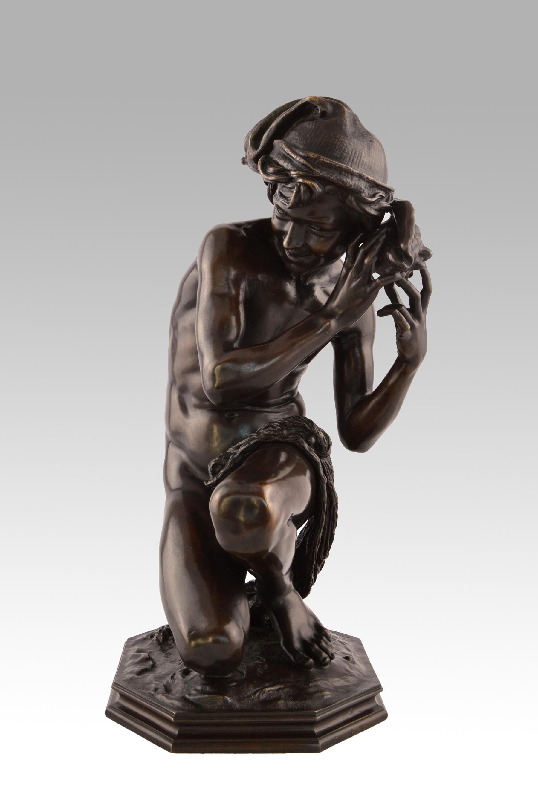 Jean-Baptiste Carpeaux - 19th Century bronze sculpture of a boy with a ...