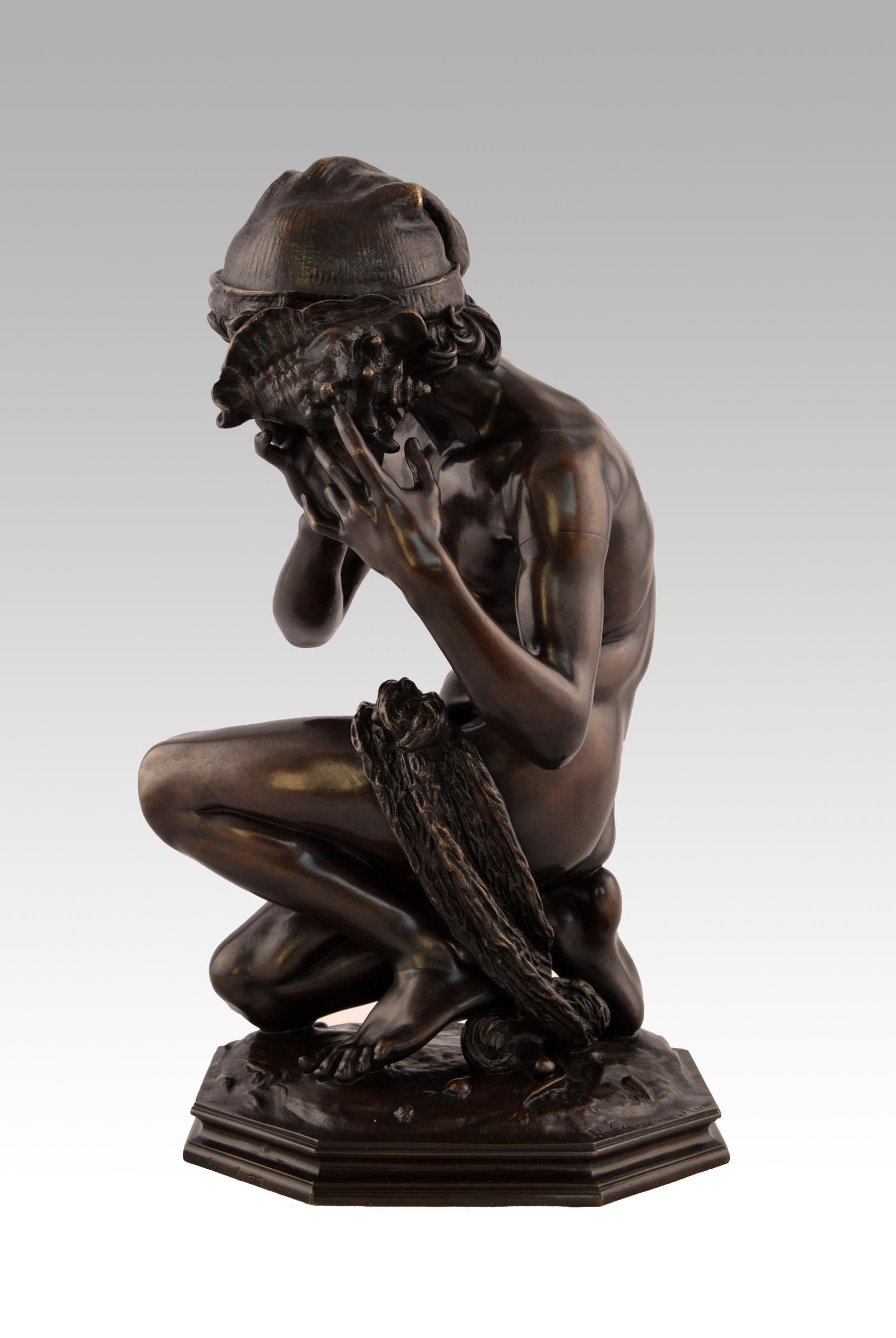 Jean-Baptiste Carpeaux - 19th Century bronze sculpture of a boy with a ...