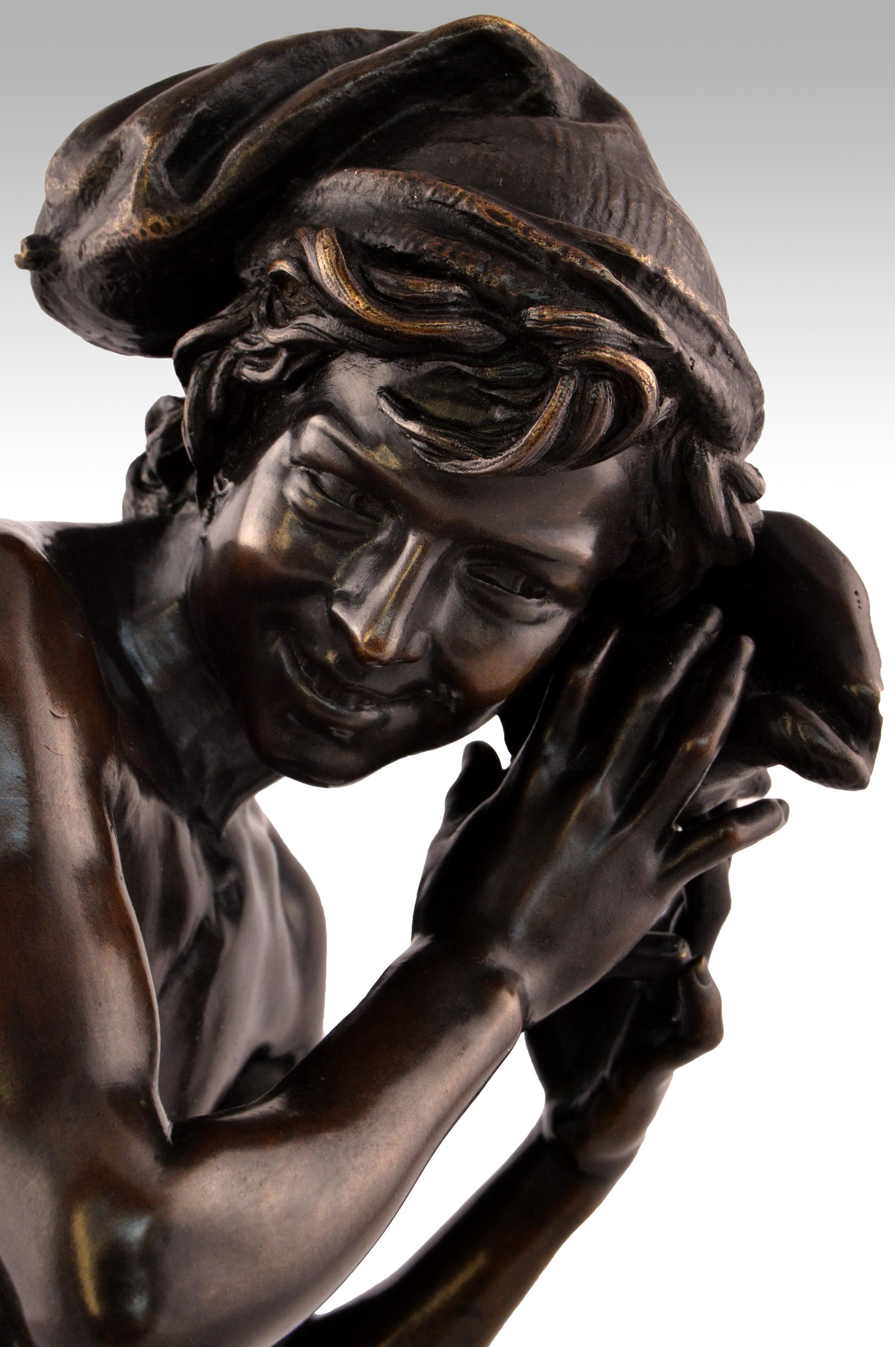 Jean-Baptiste Carpeaux - 19th Century bronze sculpture of a boy with a ...