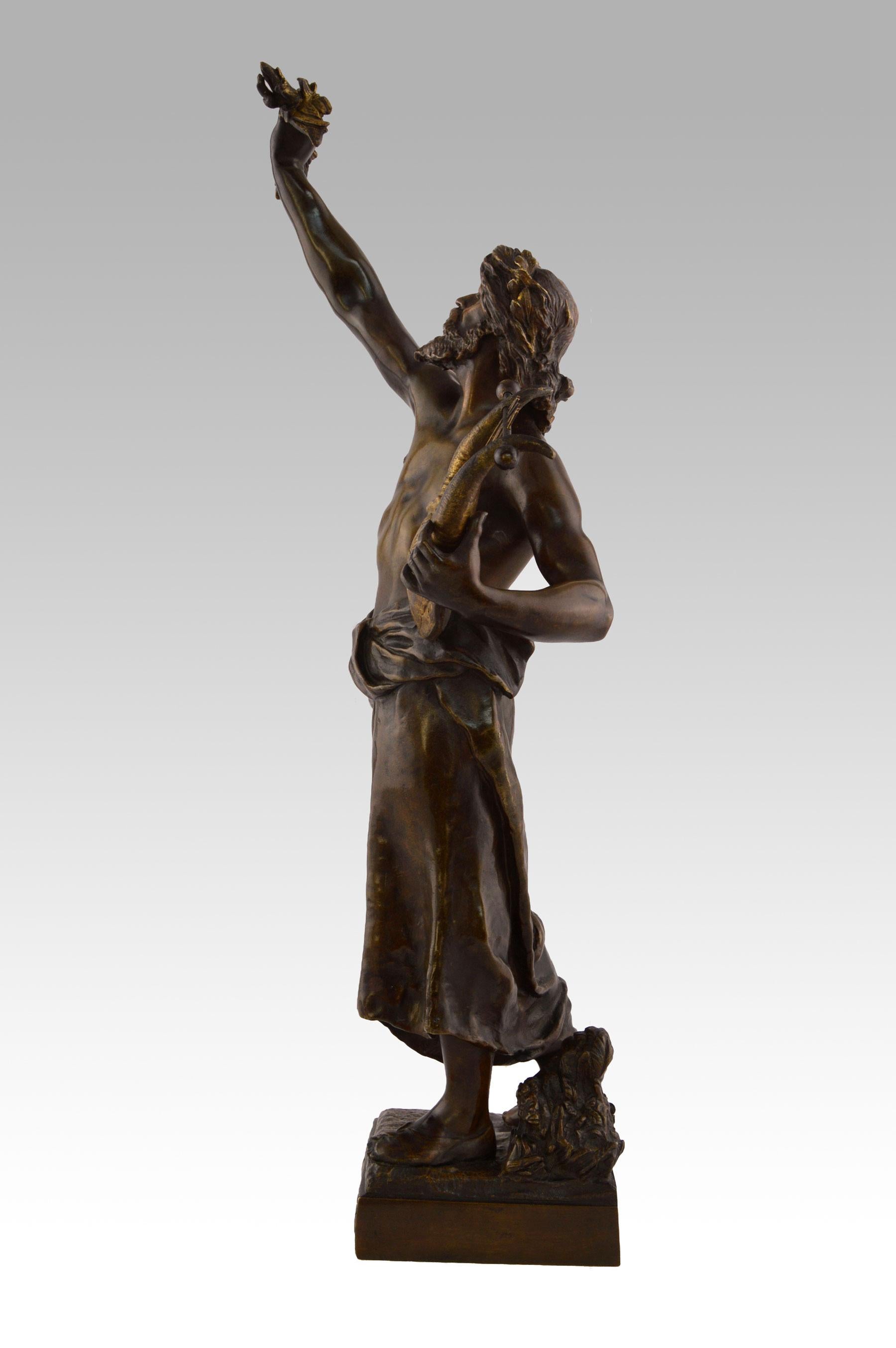 19th Century bronze sculpture of the poet Tyrtee (Tyrtaeus) - Sculpture by Emile Laporte