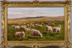 19th Century landscape oil painting of Sheep