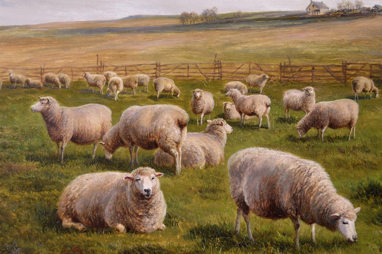 Charles Jones 19th Century landscape oil painting of Sheep, Painting For Sale at 1stdibs