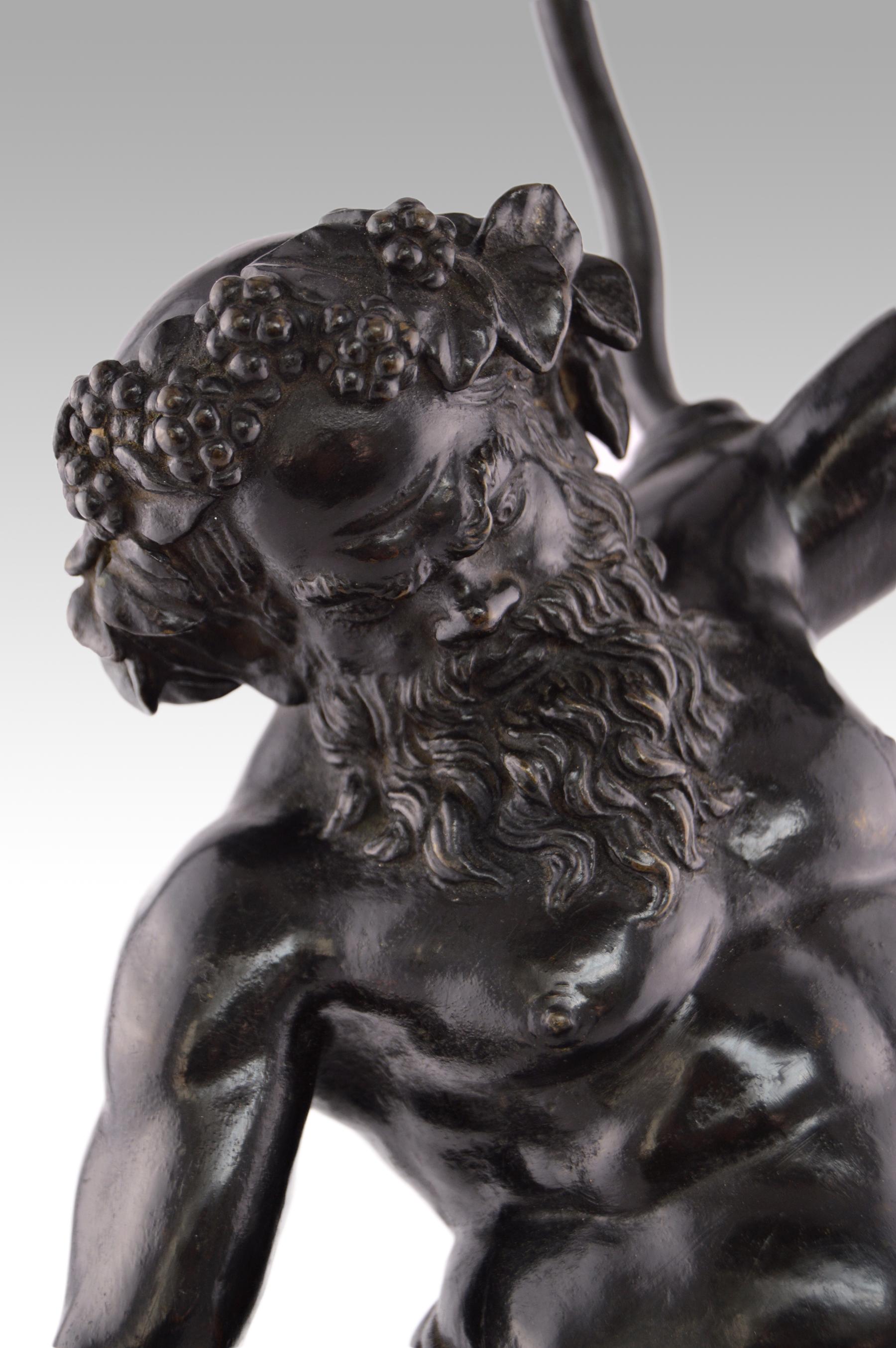 Sculpture italienne de Silenus en bronze du 19ème siècle, Grand Tour en vente 3