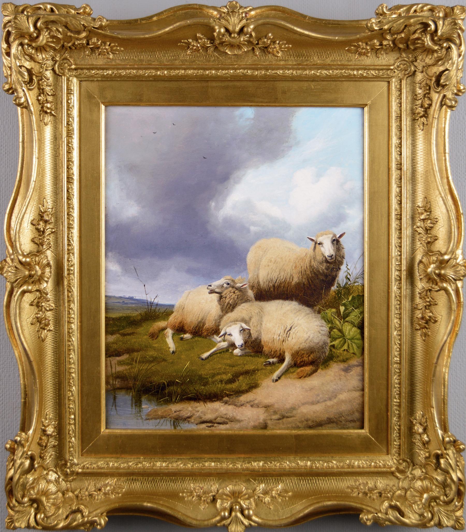 Thomas Sidney Cooper Animal Painting – 19th Century landscape oil painting of sheep 