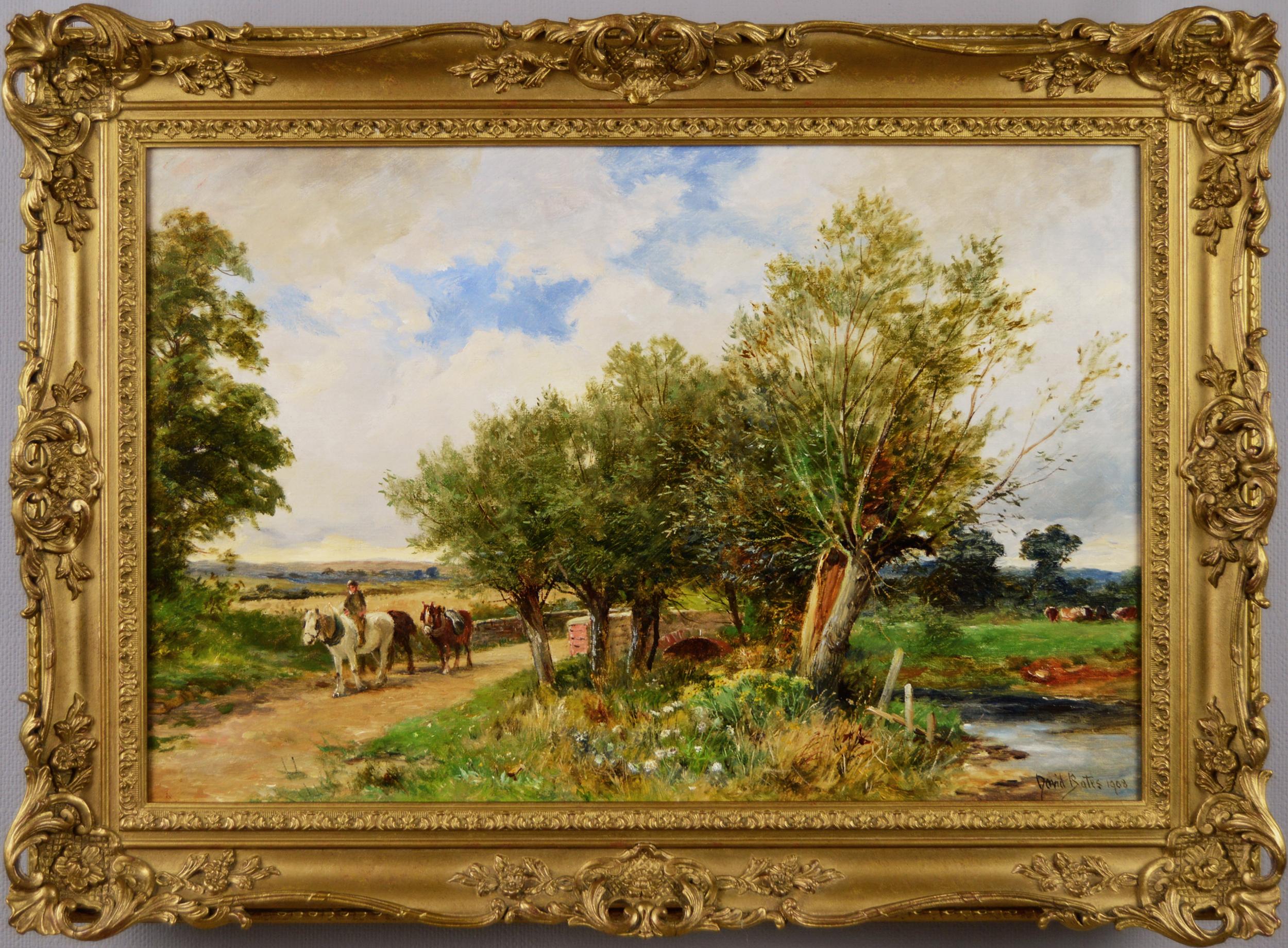 David Bates b.1840 Landscape Painting - Landscape oil painting of Gloucestershire