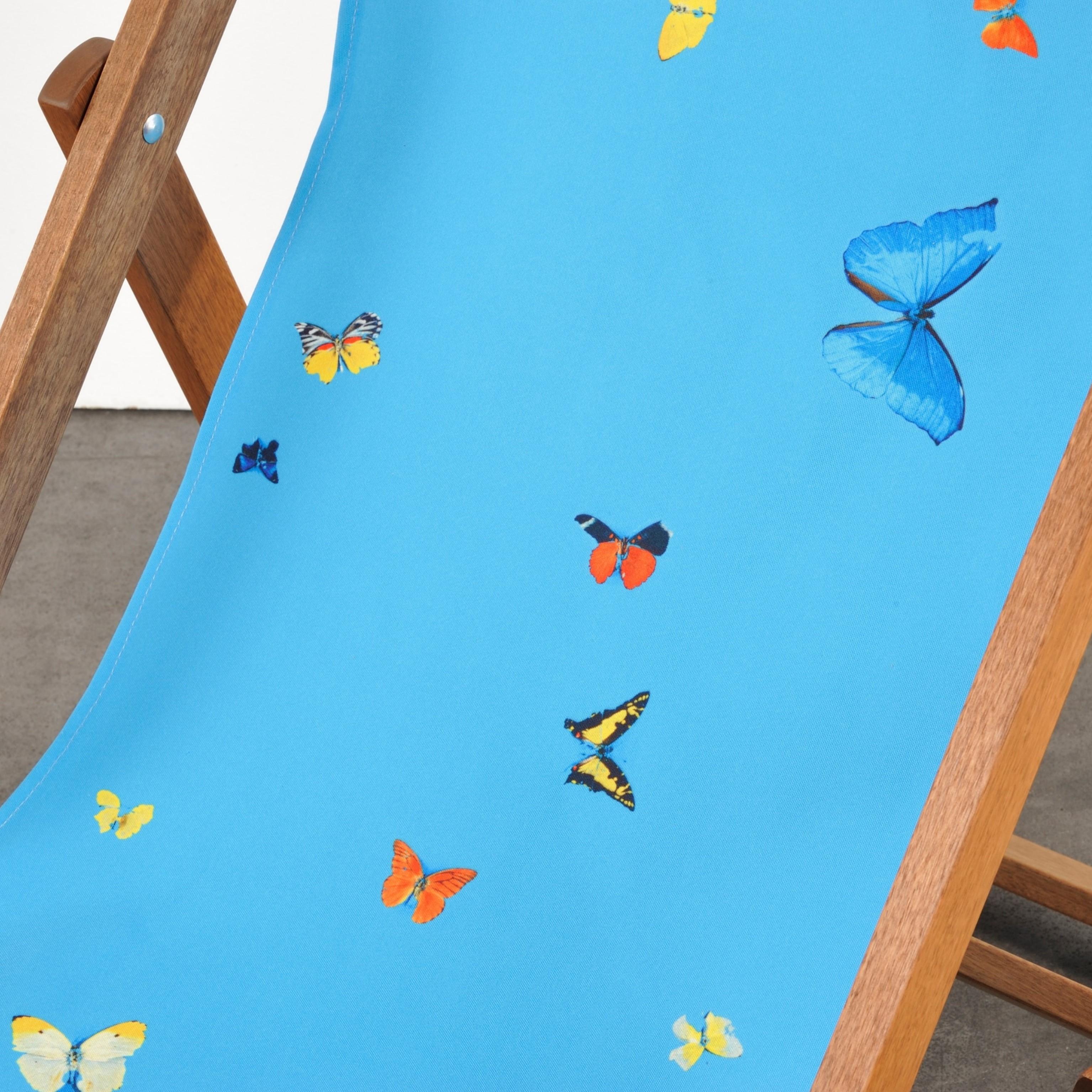 Blue Deck Chair with Butterflies by Damien Hirst, Contemporary Art For Sale 1