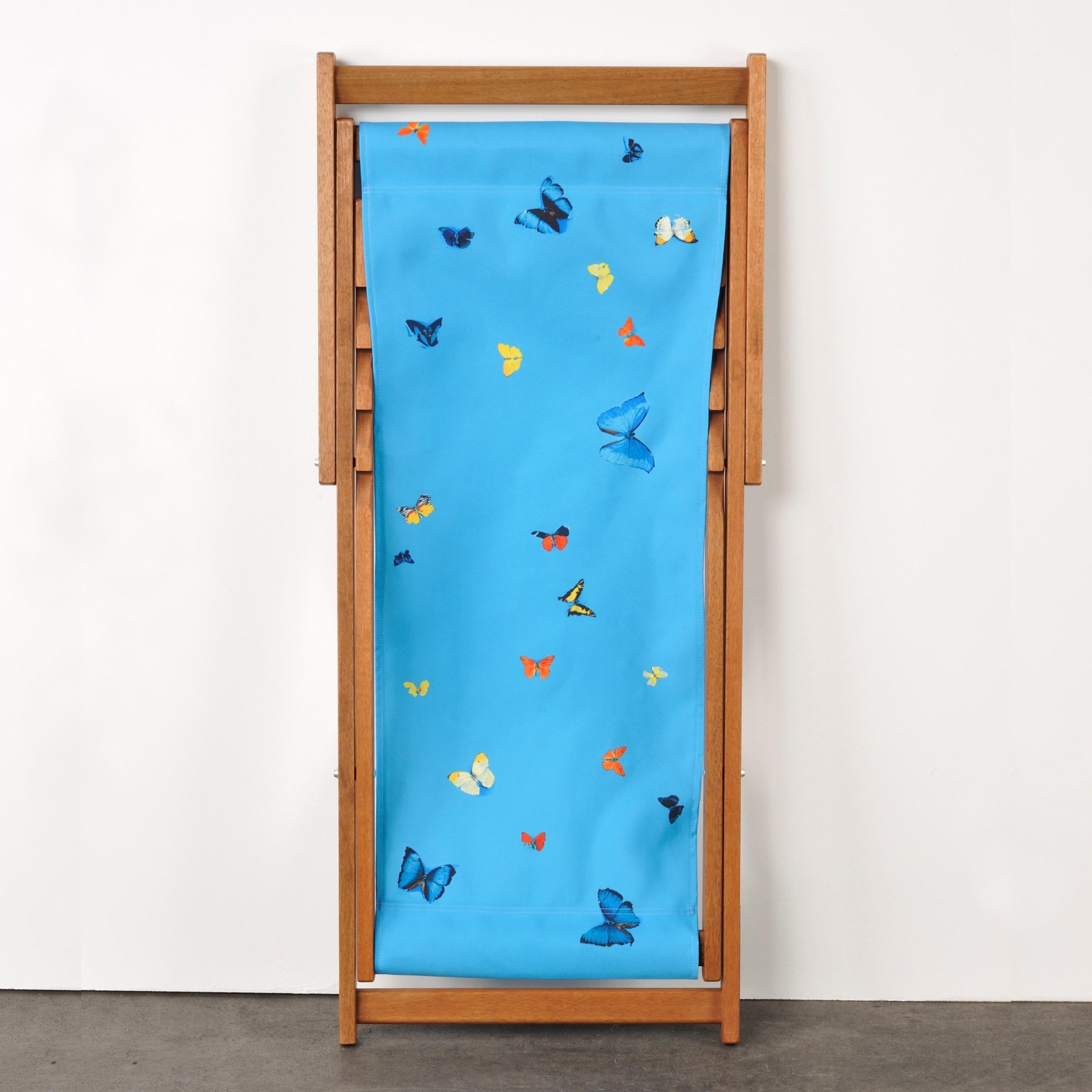 Blue Deck Chair with Butterflies by Damien Hirst, Contemporary Art For Sale 3