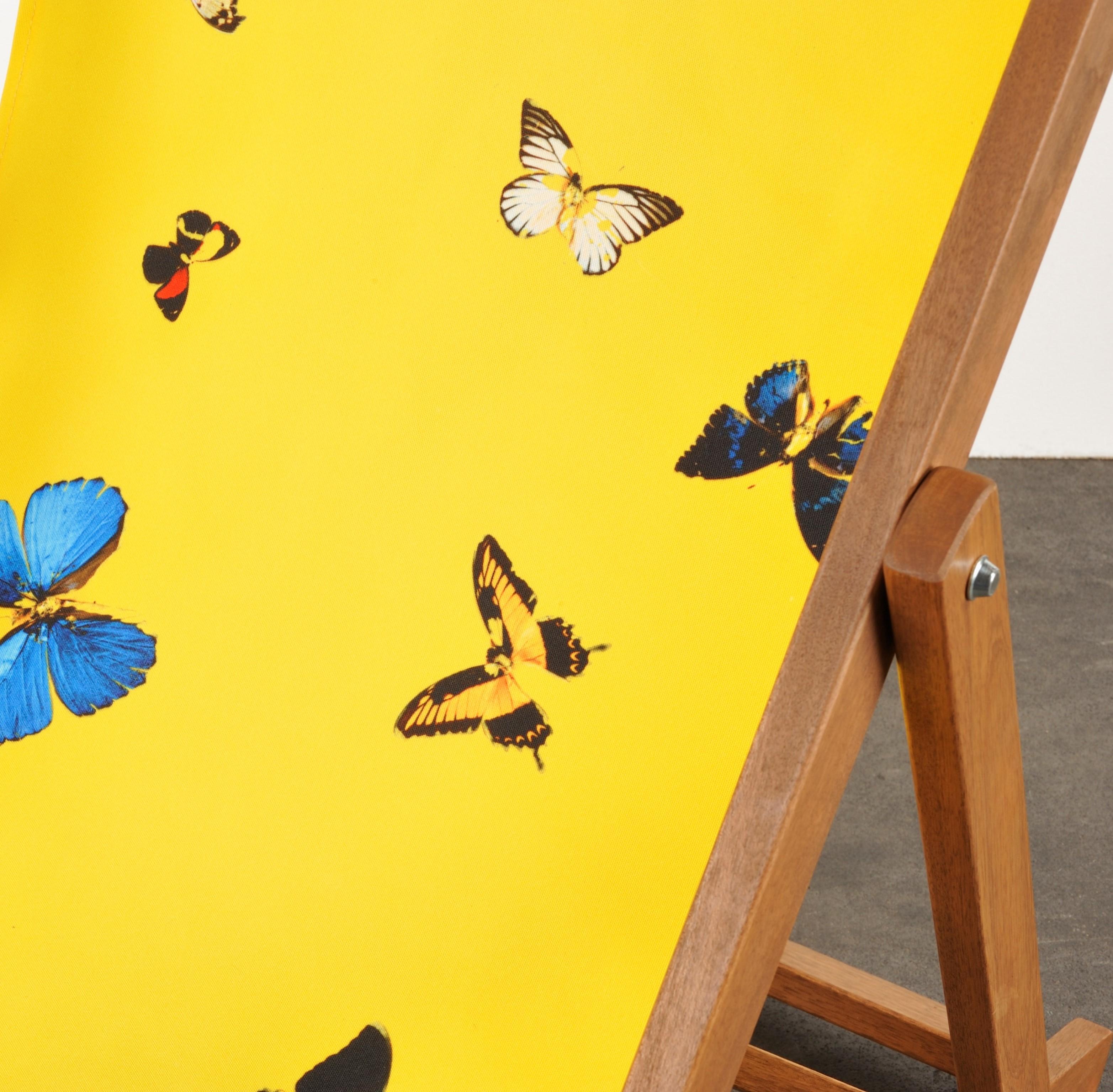 Yellow Deck Chair with Butterflies by Damien Hirst, Contemporary Art For Sale 1
