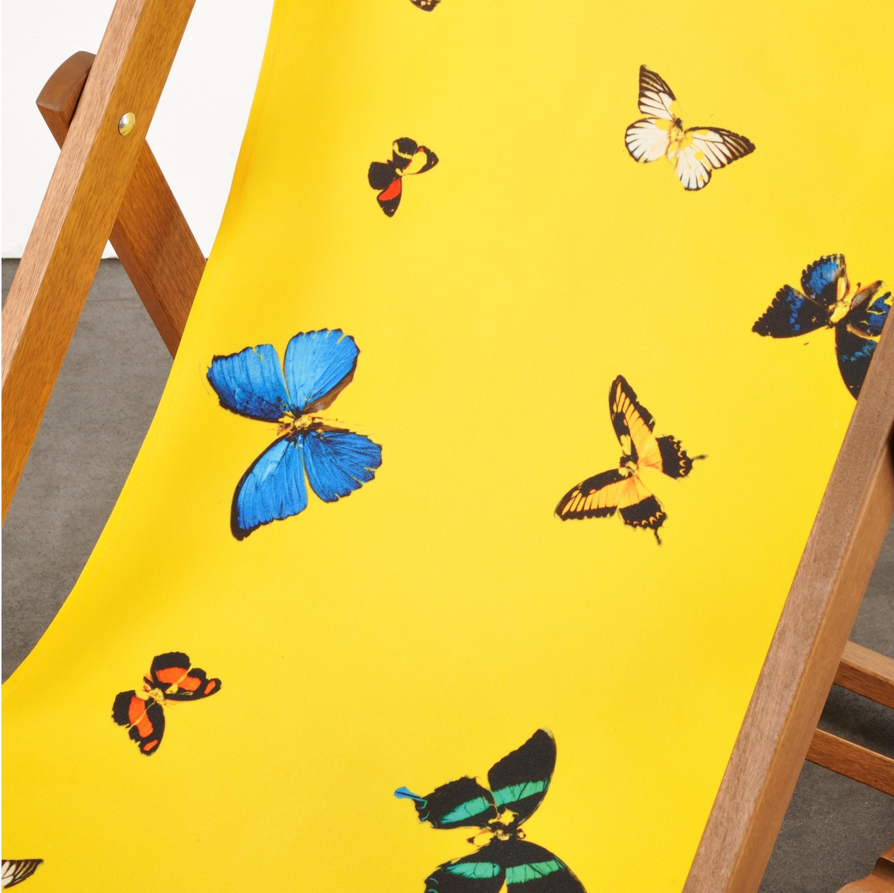 Yellow Deck Chair with Butterflies by Damien Hirst, Contemporary Art For Sale 2