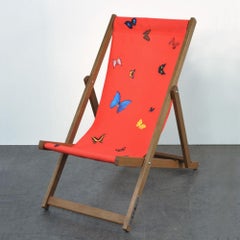 Used Red Deck Chair with Butterflies by Damien Hirst, Contemporary Art