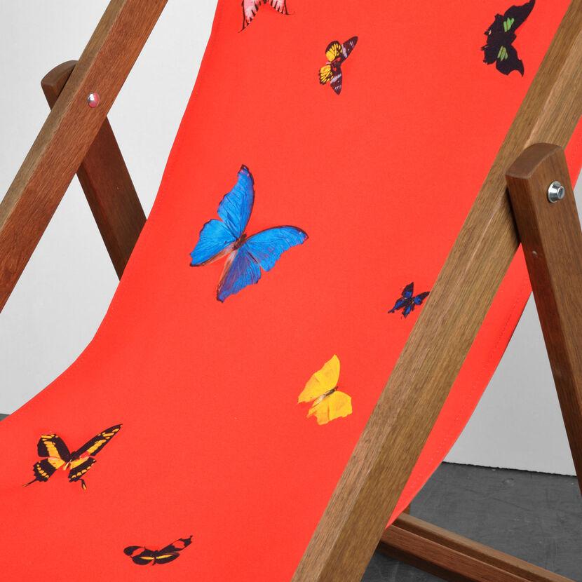 Red Deck Chair with Butterflies by Damien Hirst, Contemporary Art For Sale 1