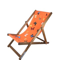 Used Orange Deck Chair with Butterflies by Damien Hirst, Contemporary Art