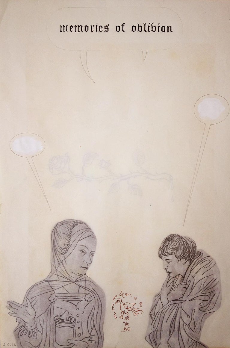 Enrique Chagoya Figurative Art - "Ghostly Meditations (memories of oblivion)" work on paper figures cartoon