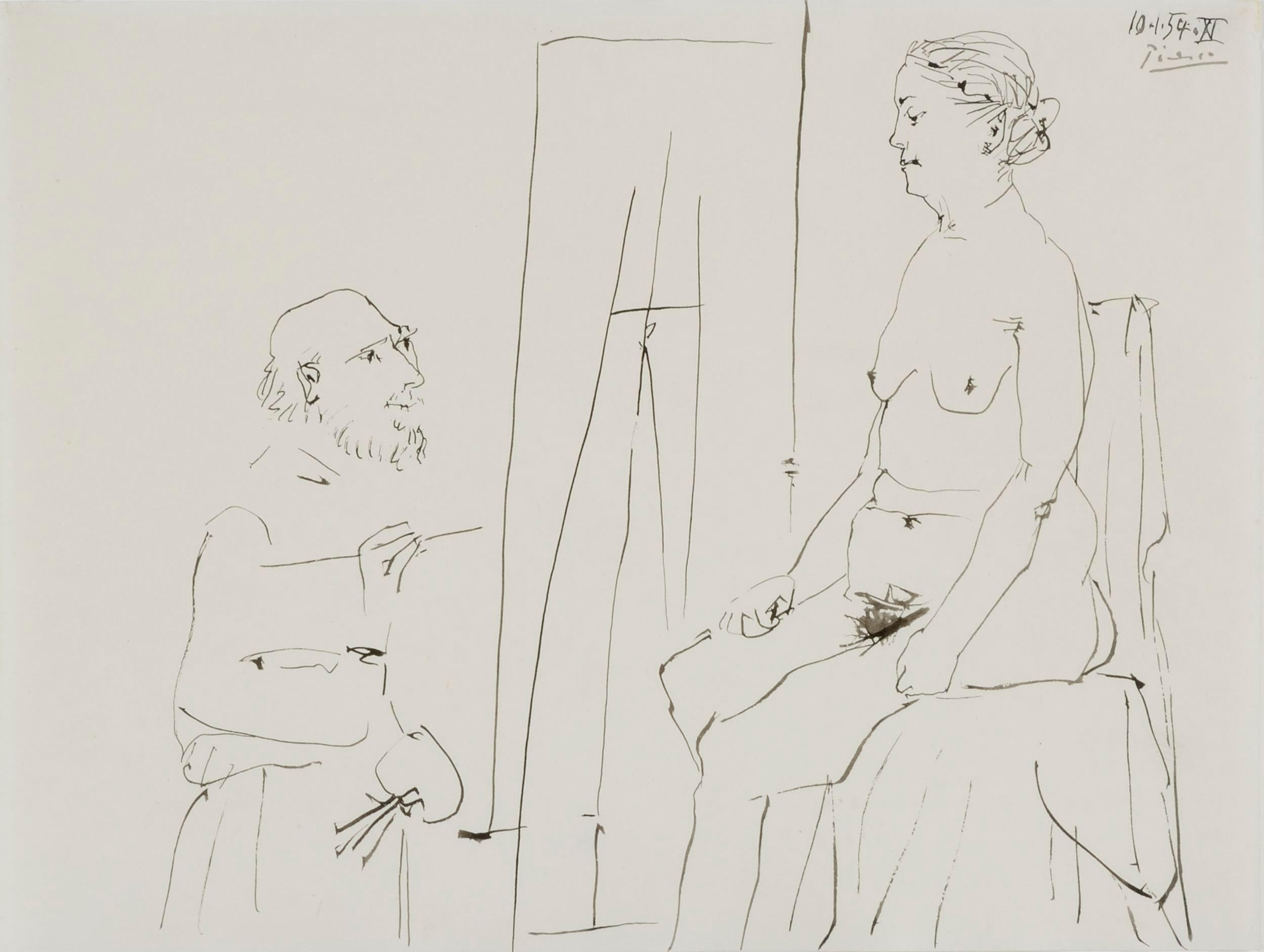 Le vieux modèle (The old model) Modern Art Drawing Picasso Nude Ink on Paper 1