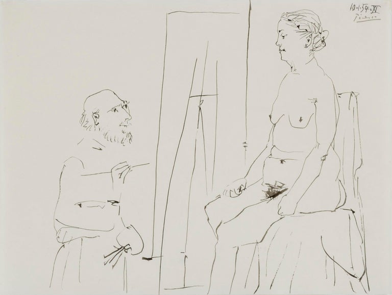 Le vieux modèle (The old model) Modern Art Drawing Picasso Nude Ink on Paper For Sale 4