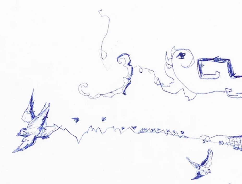 Fragmentado en letra azul - Landscape Art Gris de Robert Strati