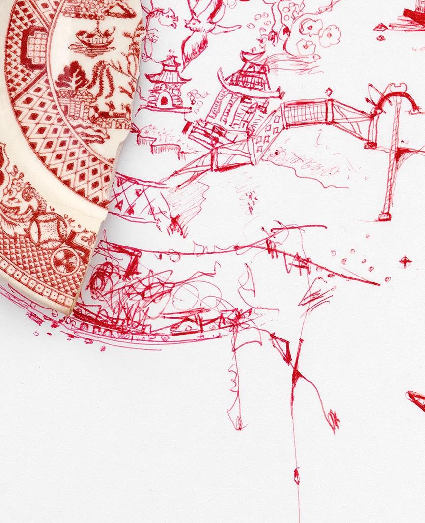Fragmented in Red Print - Art by Robert Strati