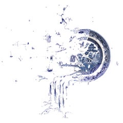 Fragmentado en azul con estampado Cascada