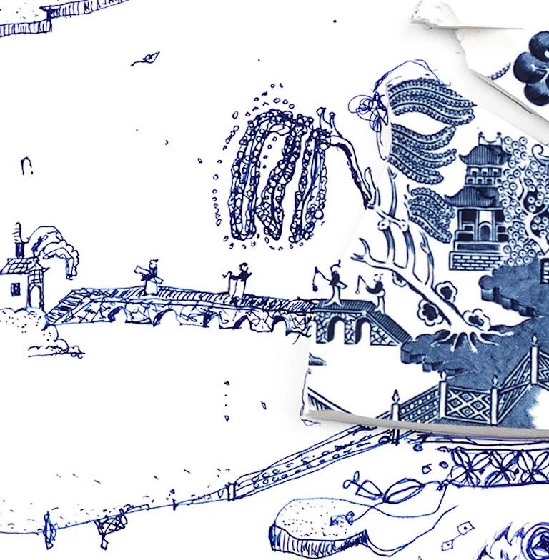 Fragmentado en azul con estampado Cascada - Art de Robert Strati