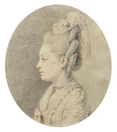 Portrait of a Lady, Drawing Signed and Dated by Augustin de Saint-Aubin