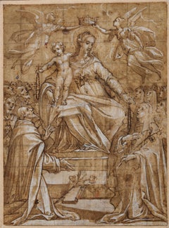 Modello for the Virgin of the Rosary, a drawing by Francesco Vanni (1563 - 1610)