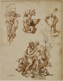 Architectural studies, a drawing attributed to the Florentine Baccio del Bianco 