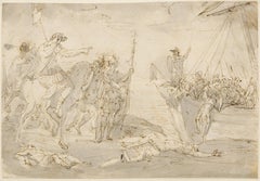 Caesar's landing in Brittany, an original drawing by Giuseppe Bernardino Bison 