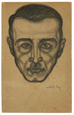Portrait of a man, an expressionist drawing by László Moholy-Nagy