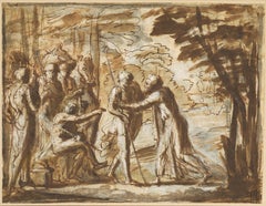 Antique Joseph greeting his Brothers, a preparatory study by Pier Francesco Mola