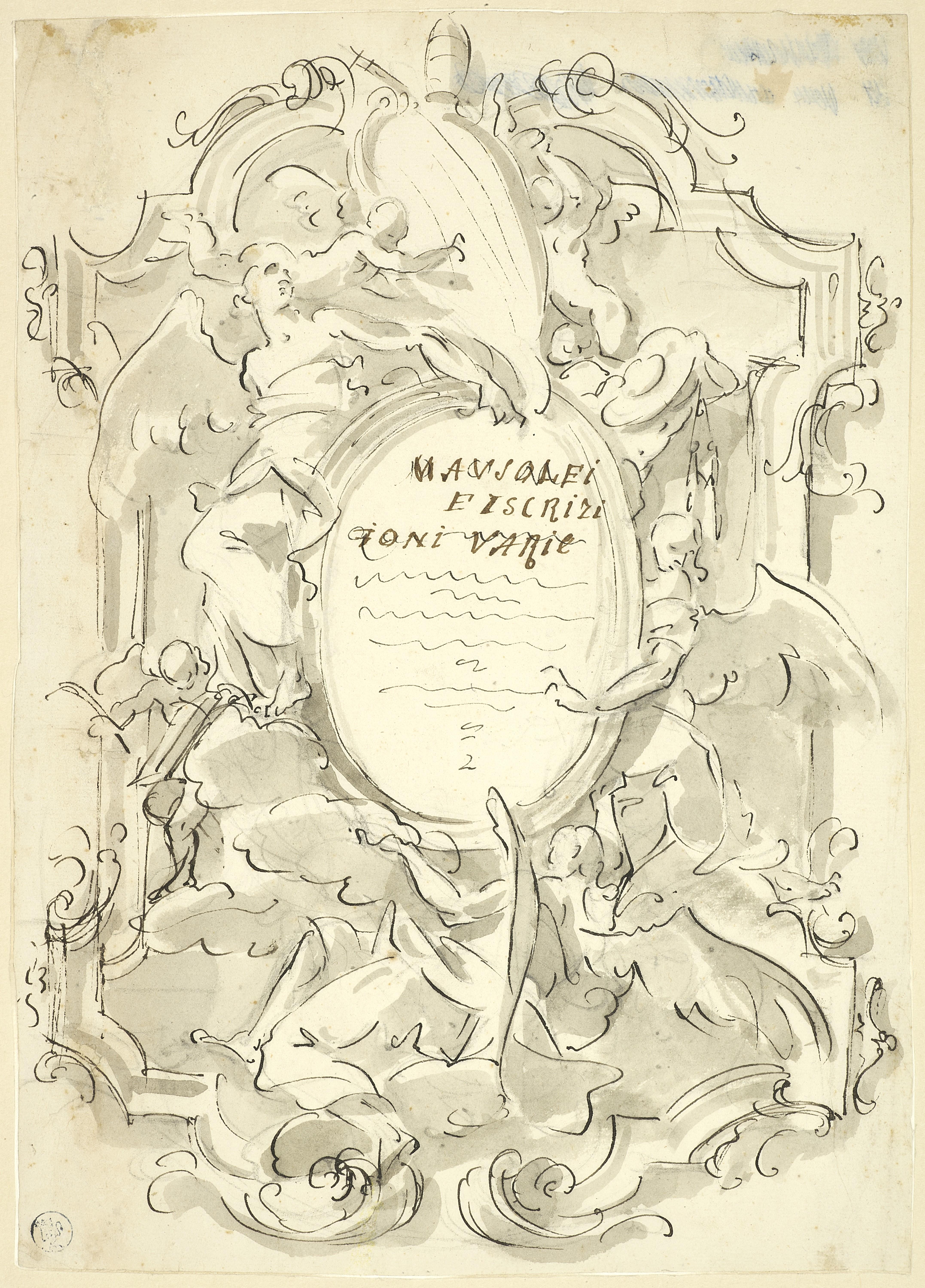 Étude pour un frontispice, un dessin baroque de Giovanni Antonio Pellegrini