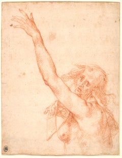Study of a Fate at mid-body, a red chalk attributed to Giovanni da San Giovanni
