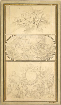 Three drawings by François Boucher in a mounting  by Jean-Baptiste Glomy 