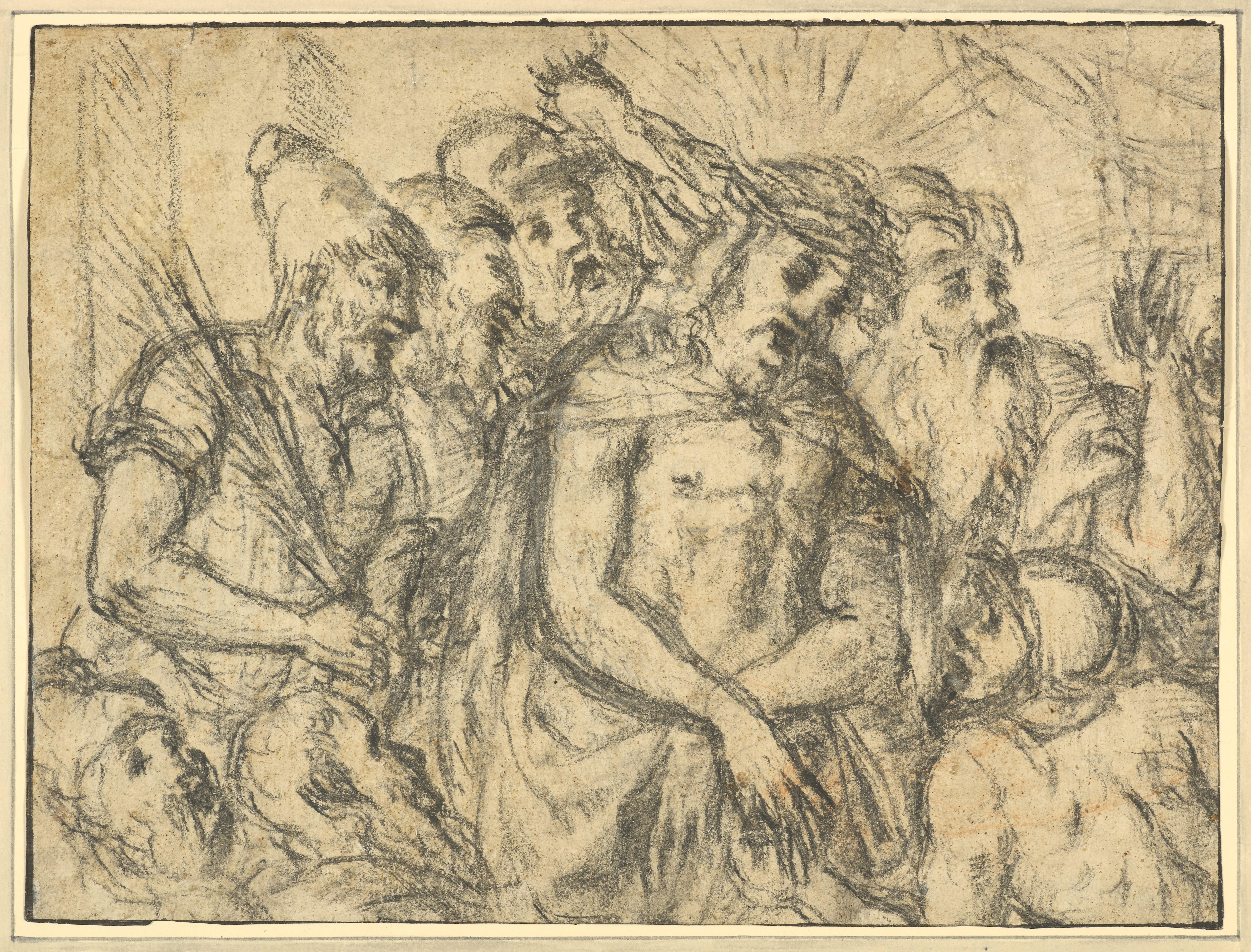 Titian, also known as Tiziano Vecelli (follower of) Figurative Art - Christ before Herod, a drawing from the School of Titian