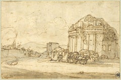 A landscape drawing by Claude Lorrain, with a preliminary sketch on the verso