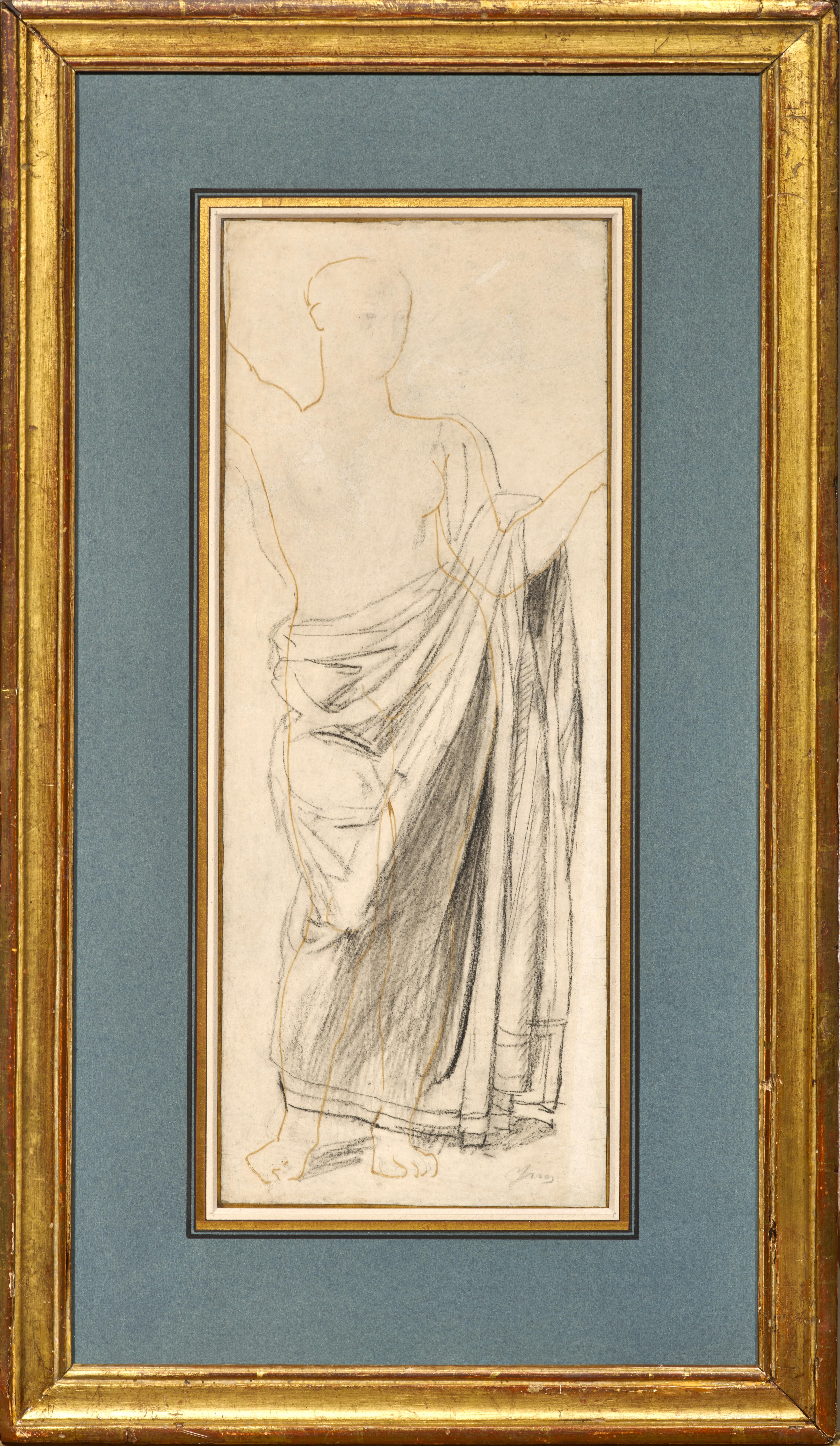 Nude Jean-Auguste-Dominique Ingres - Astrea, une étude de la fresque de l'âge d'or à Dampierre par Ingres