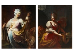 Judith y Salomé, pareja de óleos sobre lienzo de Francesco Conti