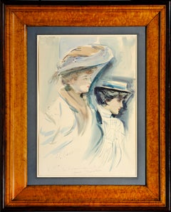 Deux femmes, une aquarelle de Paul Helleu reflétant sa passion pour le yatching