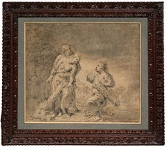 Silvio y Dorinda, dibujo de Leonaert Bramer, primer maestro de Vermeer