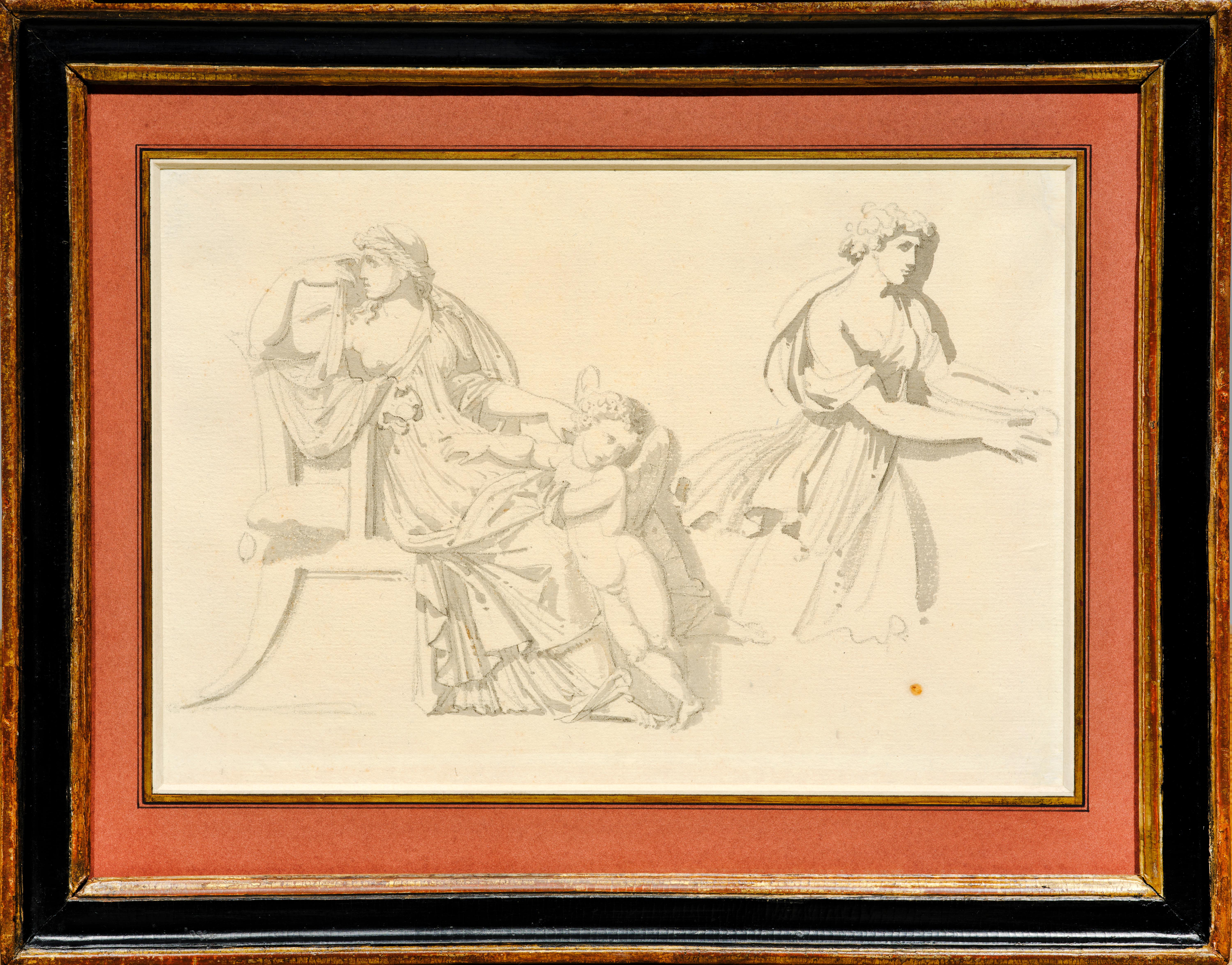 Fries mit antiken Figuren, eine Zeichnung des Bildhauers Antoine-Denis Chaudet