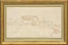 Vue d'un manoir dans le sud de la France, un dessin de Claude-Joseph Vernet