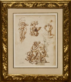 Architectural studies, a drawing attributed to the Florentine Baccio del Bianco