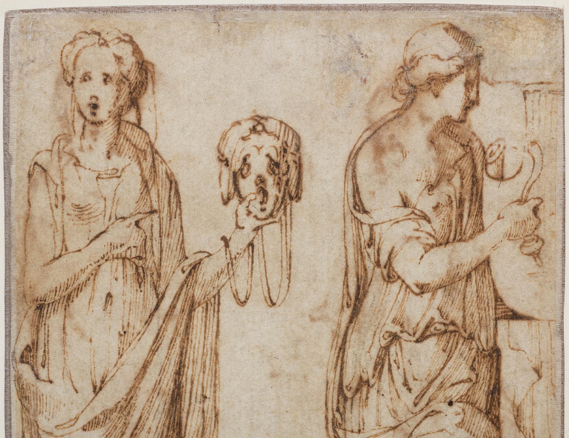 Apollo and the Muses, a Renaissance drawing attributed to Girolamo da Carpi 3