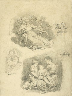 Three studies executed in the Pitti Palace in 1761 by Jean-Honoré Fragonard 