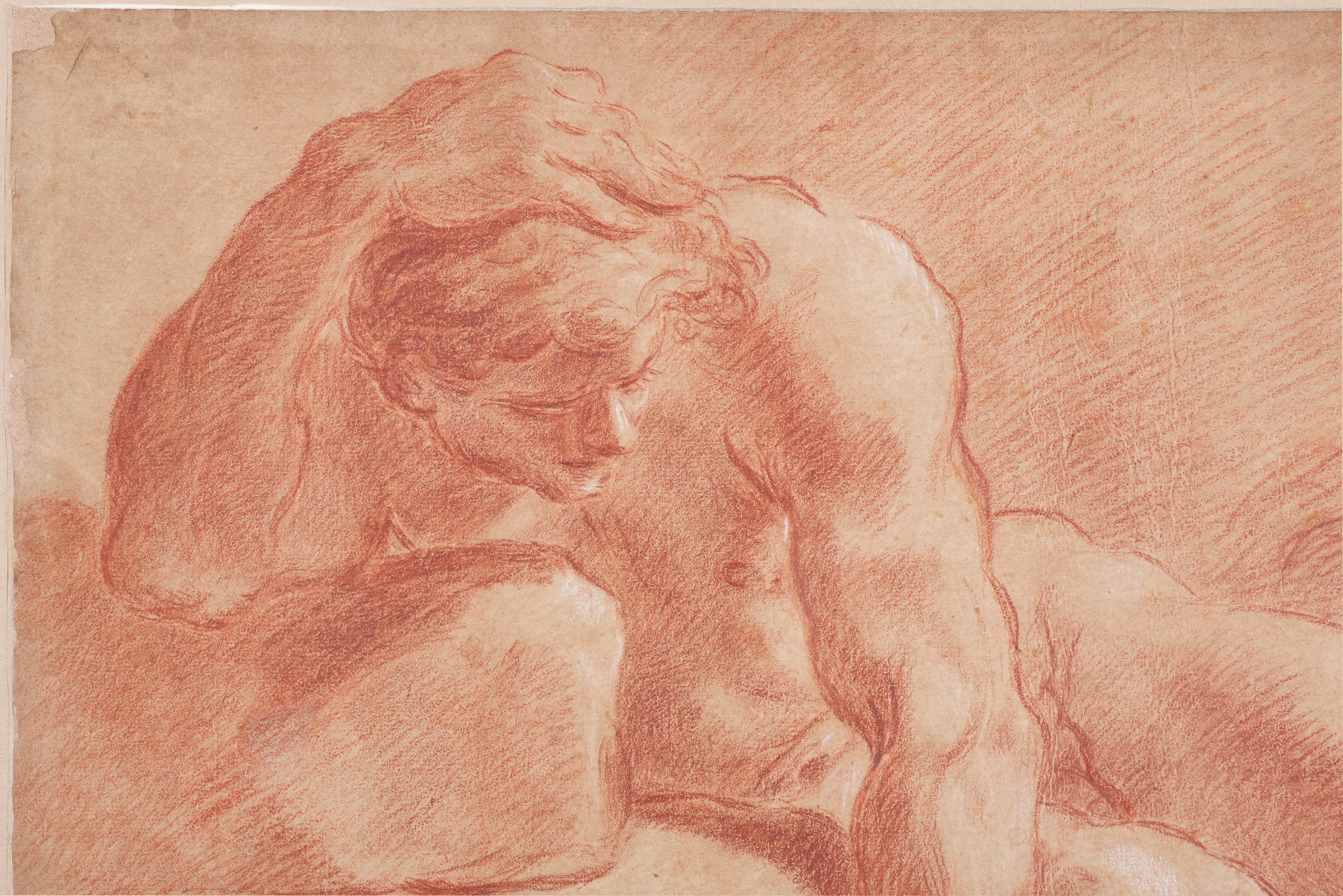 Study of Nude Man, a red chalk study by Ubaldo Gandolfi (1728 - 1781) 2