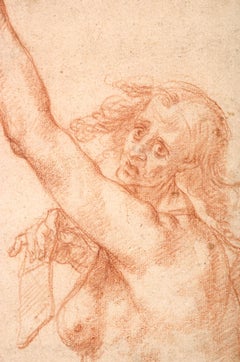 Study of a Fate at mid-body, a red chalk attributed to Giovanni da San Giovanni