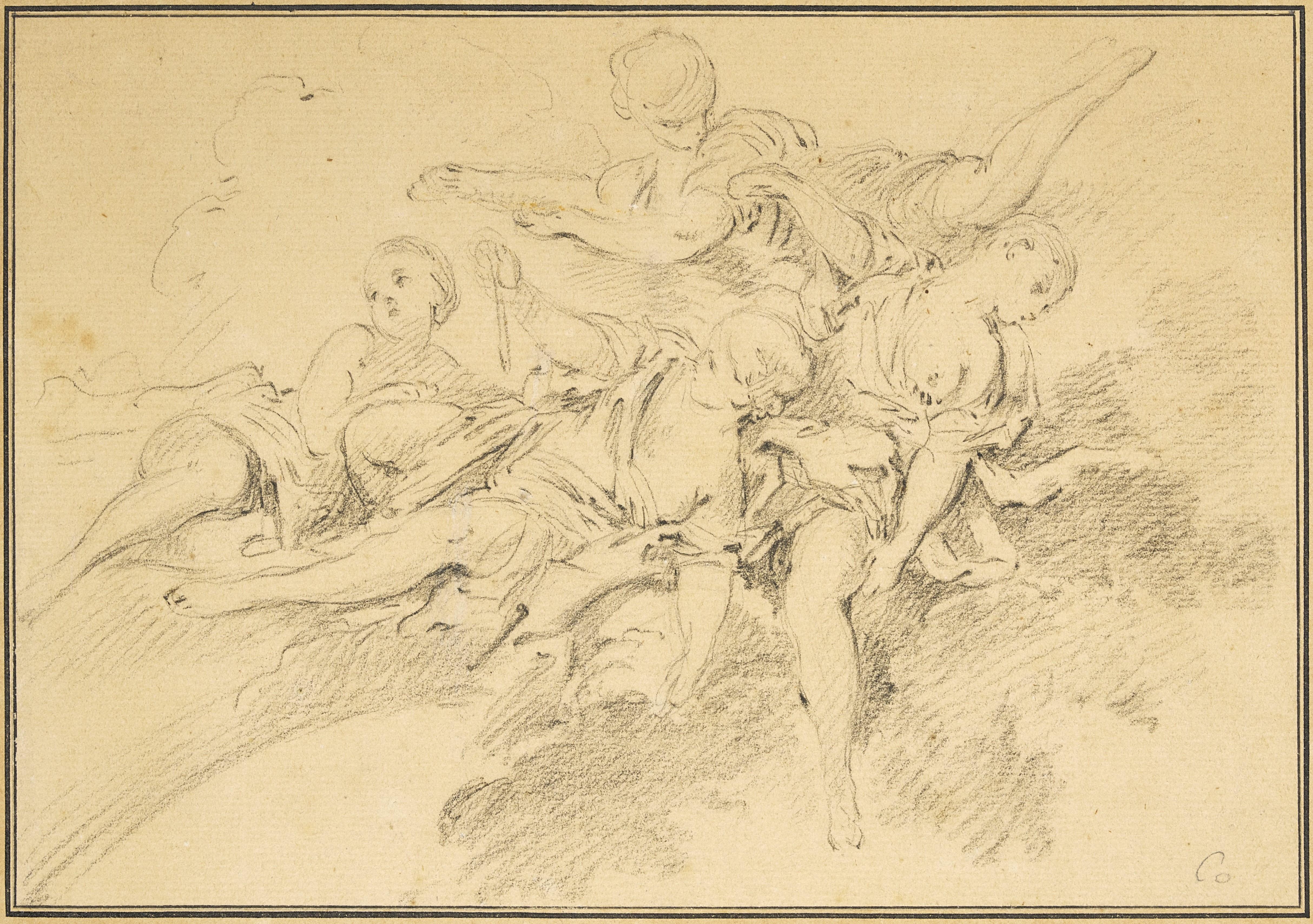 Three drawings by François Boucher in a mounting  by Jean-Baptiste Glomy  For Sale 2
