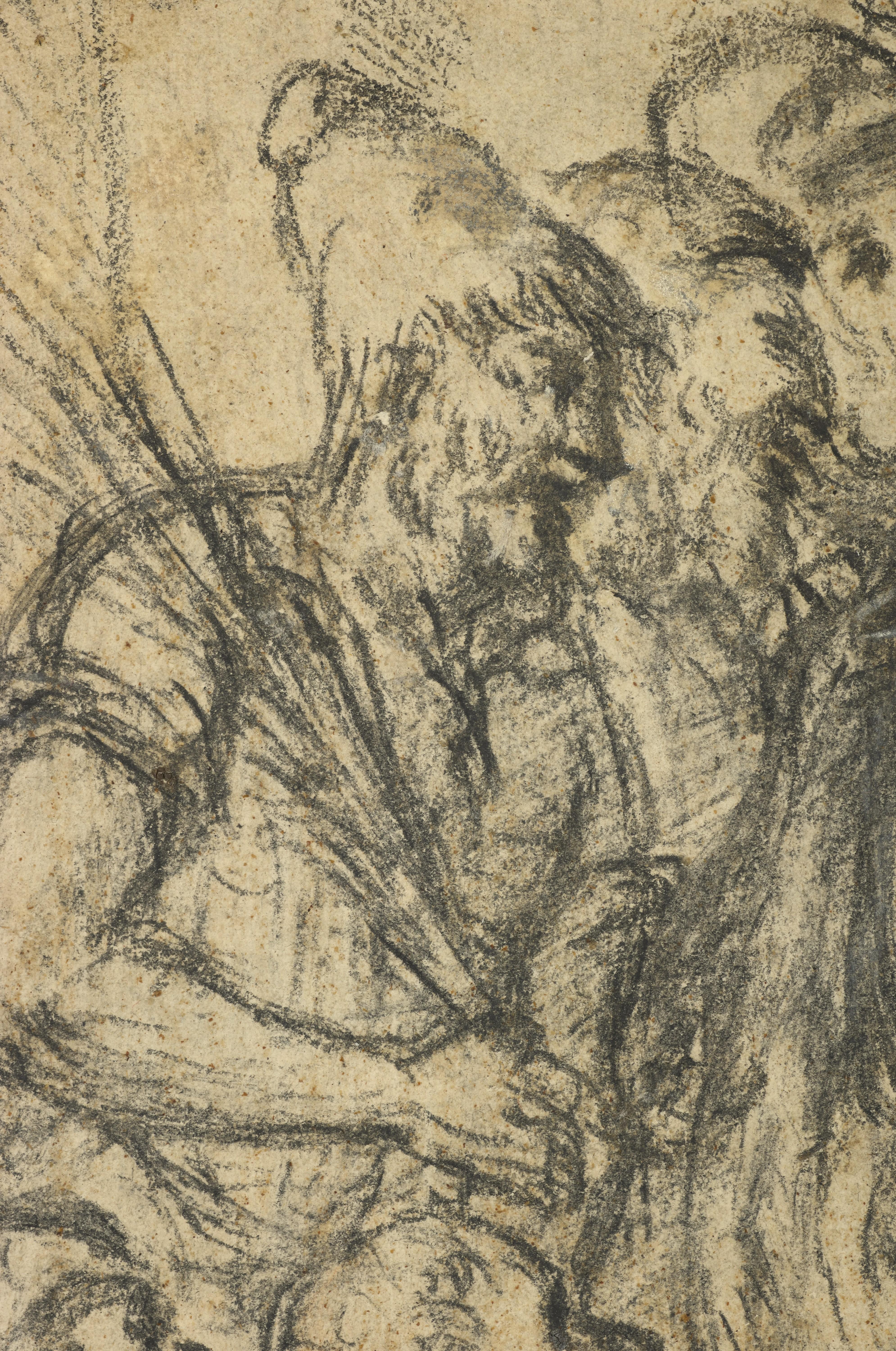 This vigorous drawing is clearly inspired by the numerous compositions on the Ecce Homo theme which were produced by Titian and his workshop at the painter's maturity. However, the number of characters and their expressionist treatment, the many